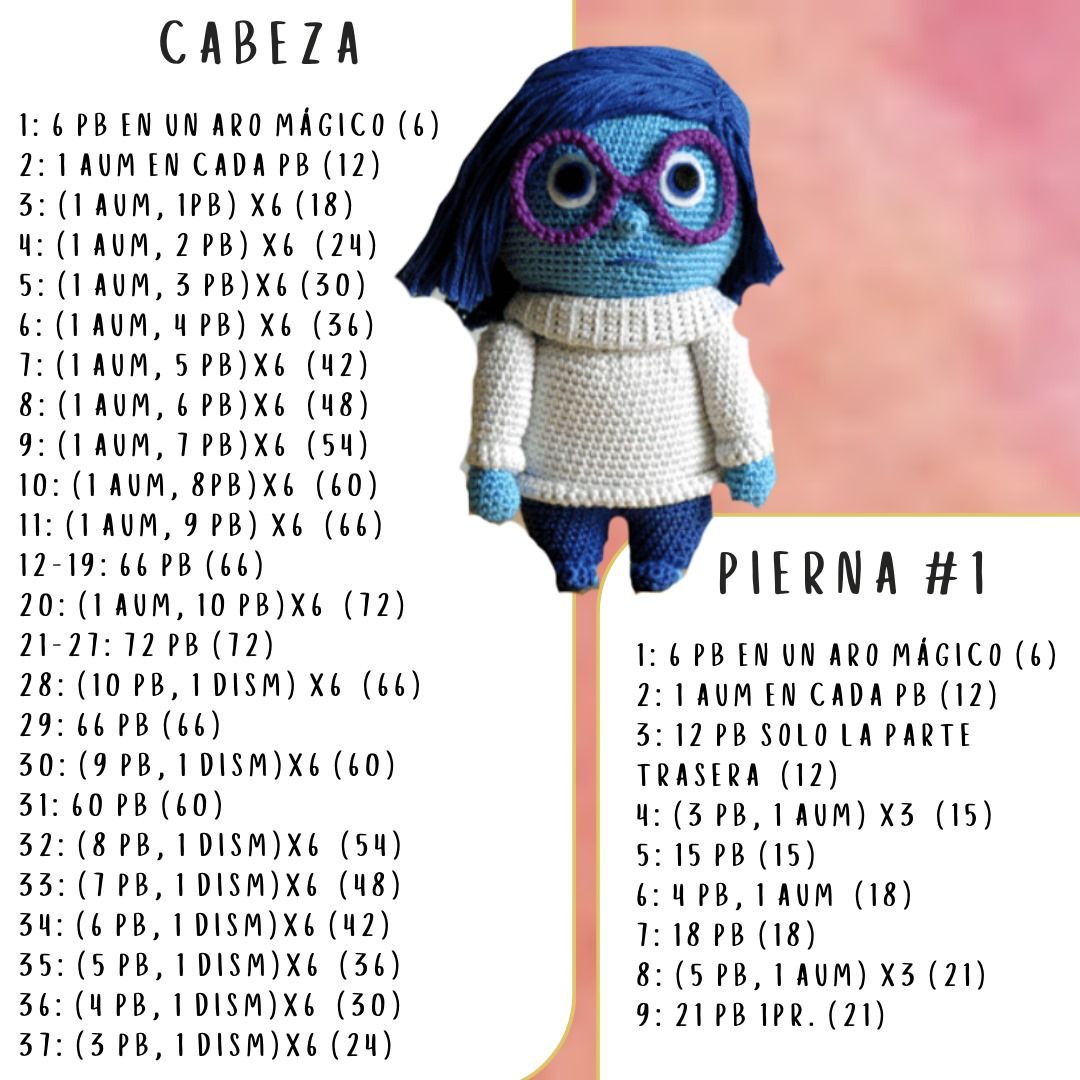 Patrón Amigurumi Tristeza: Guía Paso a Paso