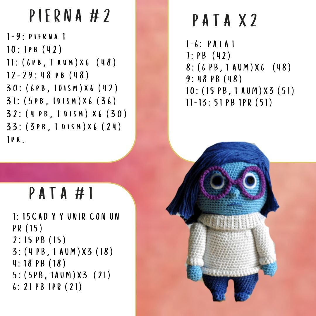 Patrón Amigurumi Tristeza: Guía Paso a Paso
