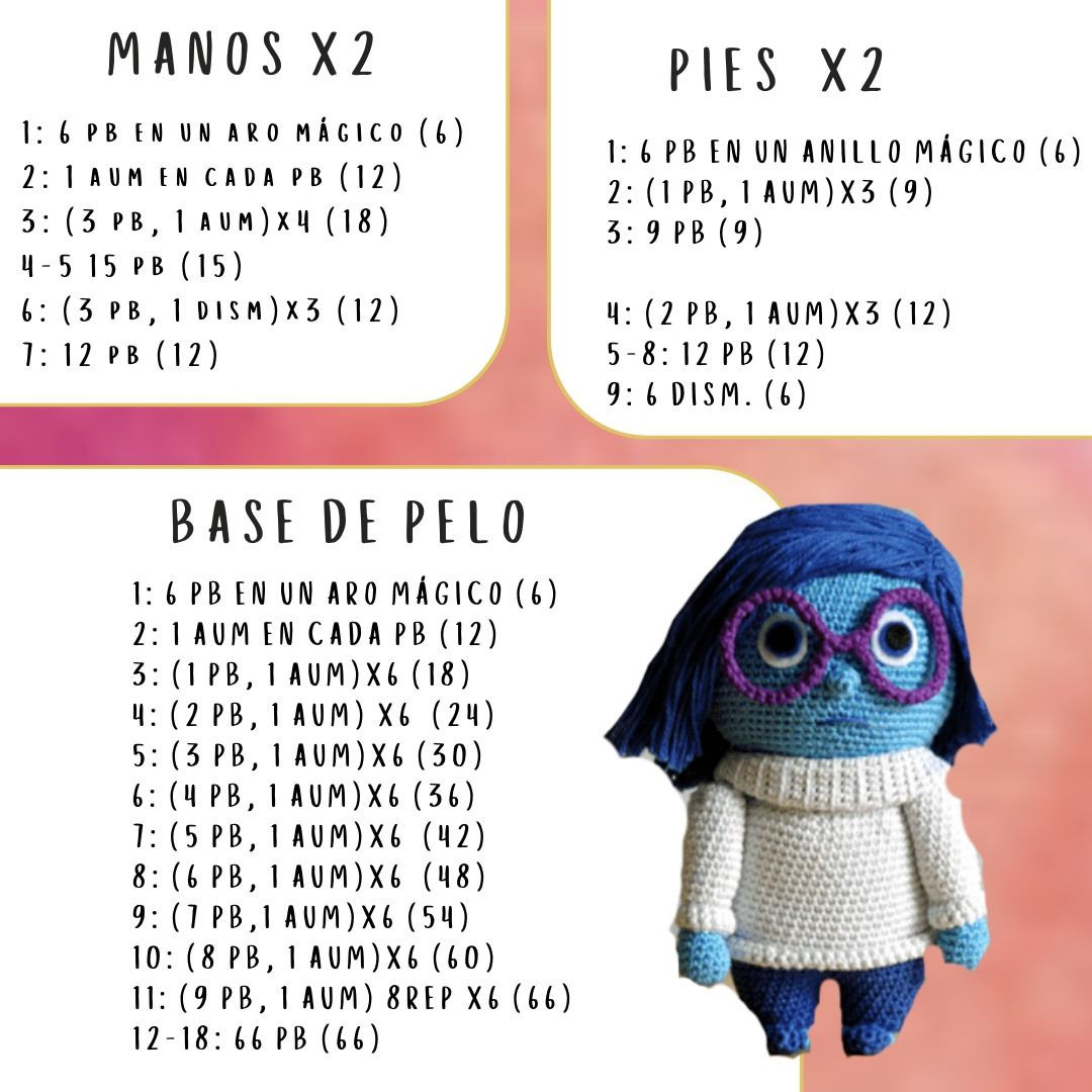 Patrón Amigurumi Tristeza: Guía Paso a Paso