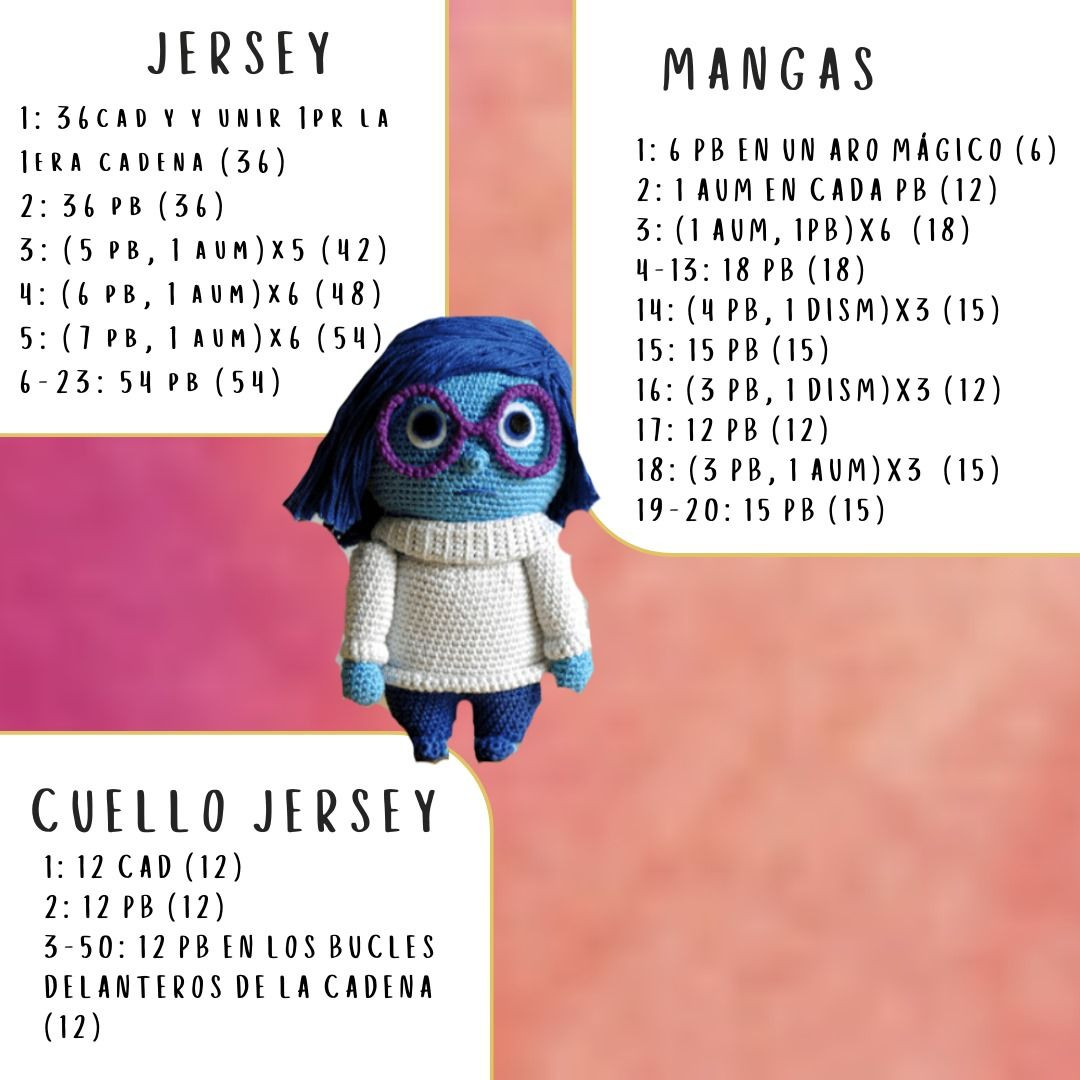 Patrón Amigurumi Tristeza: Guía Paso a Paso