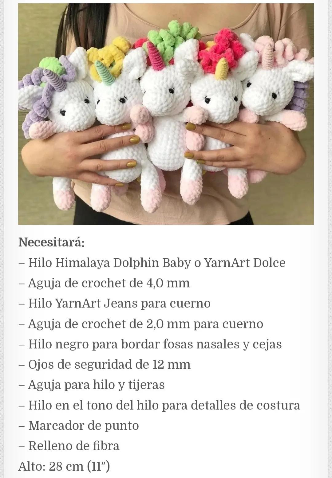 Patrón Amigurumi Unicornio: Guía de materiales y instrucciones paso a paso para cabeza, orejas y cuerno