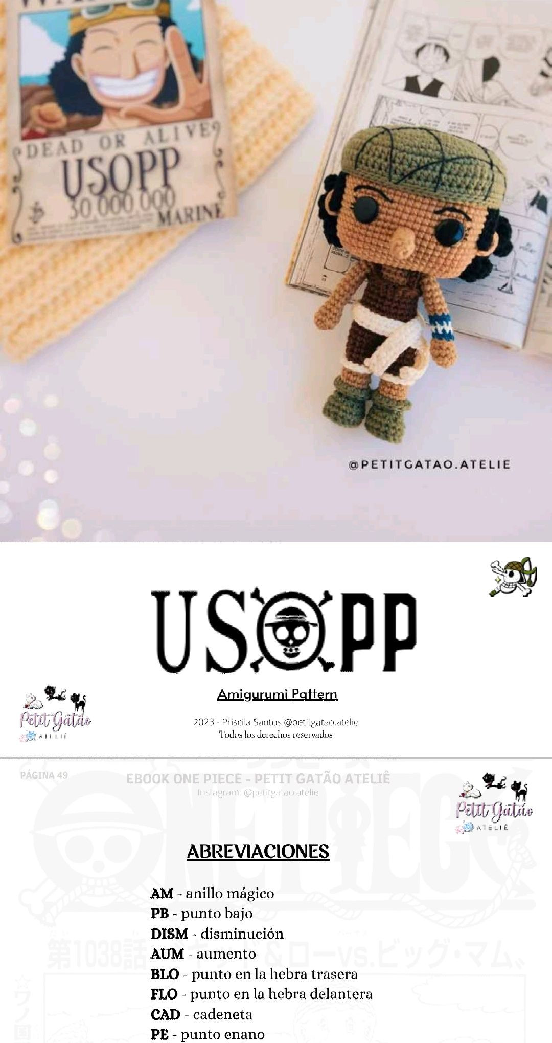 Patron Amigurumi Usopp One Piece - Ebook PDF