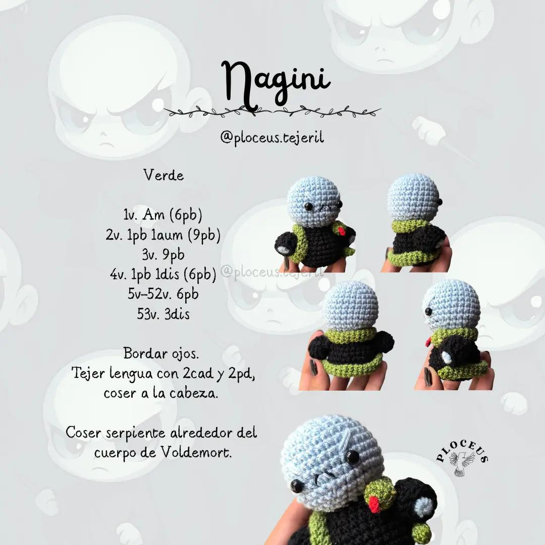 Patrón Amigurumi Voldemort Tejido: Guía Paso a Paso con Materiales y Abreviaturas