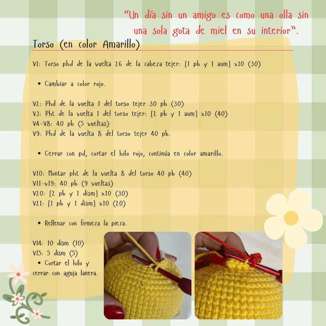 Patrón Amigurumi Winnie the Pooh: Gato Amarillo con Camiseta Roja y Potito de Miel