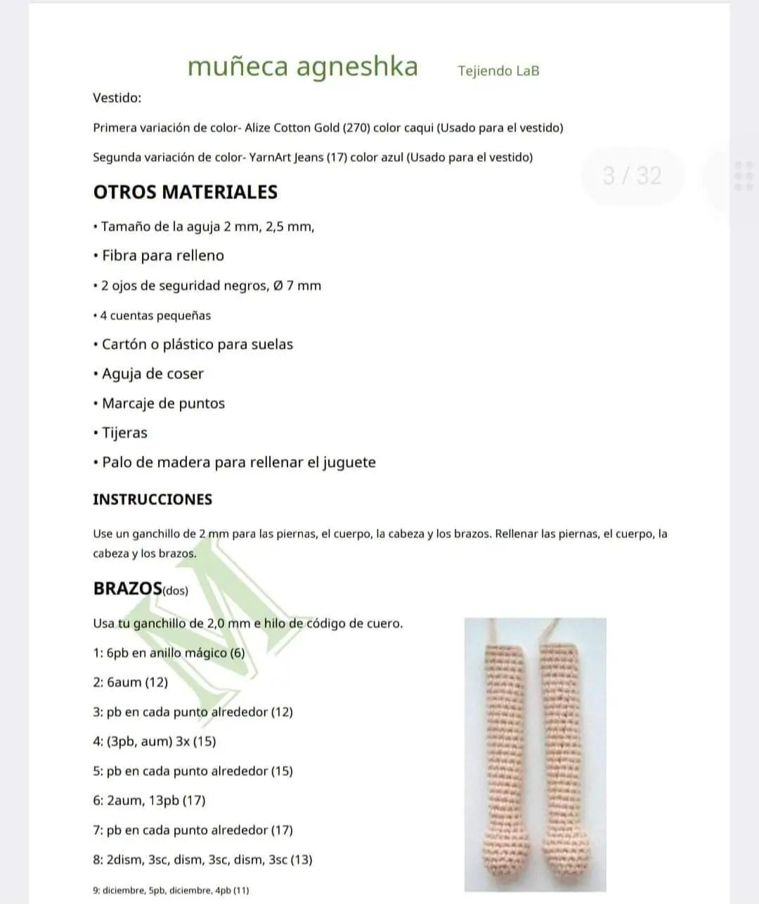 Patrón completo muñeca amigurumi Agneshka con vestido amarillo y gorro