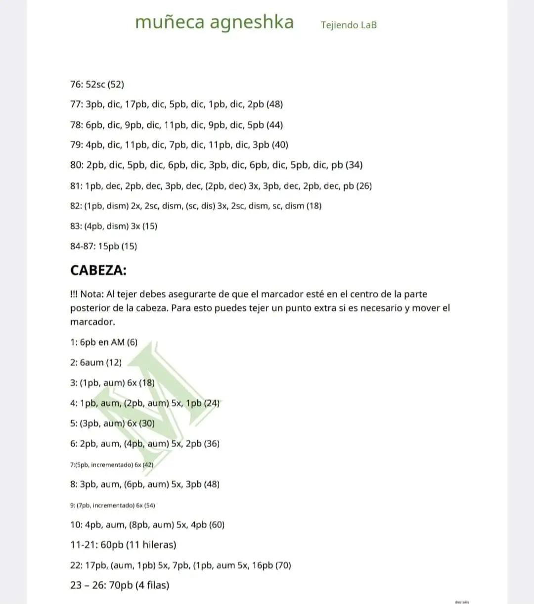 Patrón completo muñeca amigurumi Agneshka con vestido amarillo y gorro