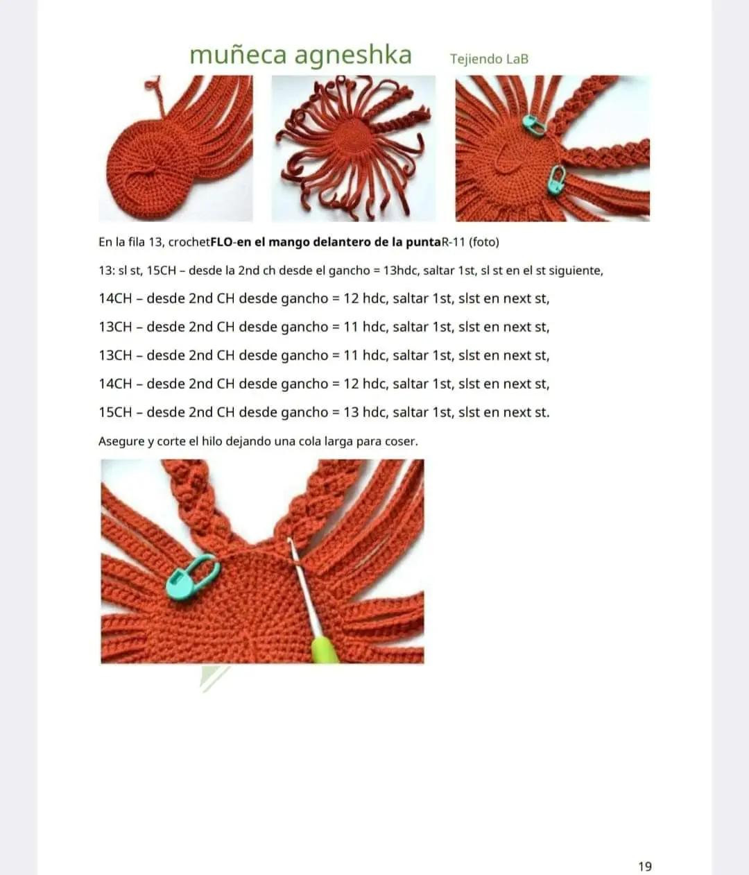 Patrón completo muñeca amigurumi Agneshka con vestido amarillo y gorro