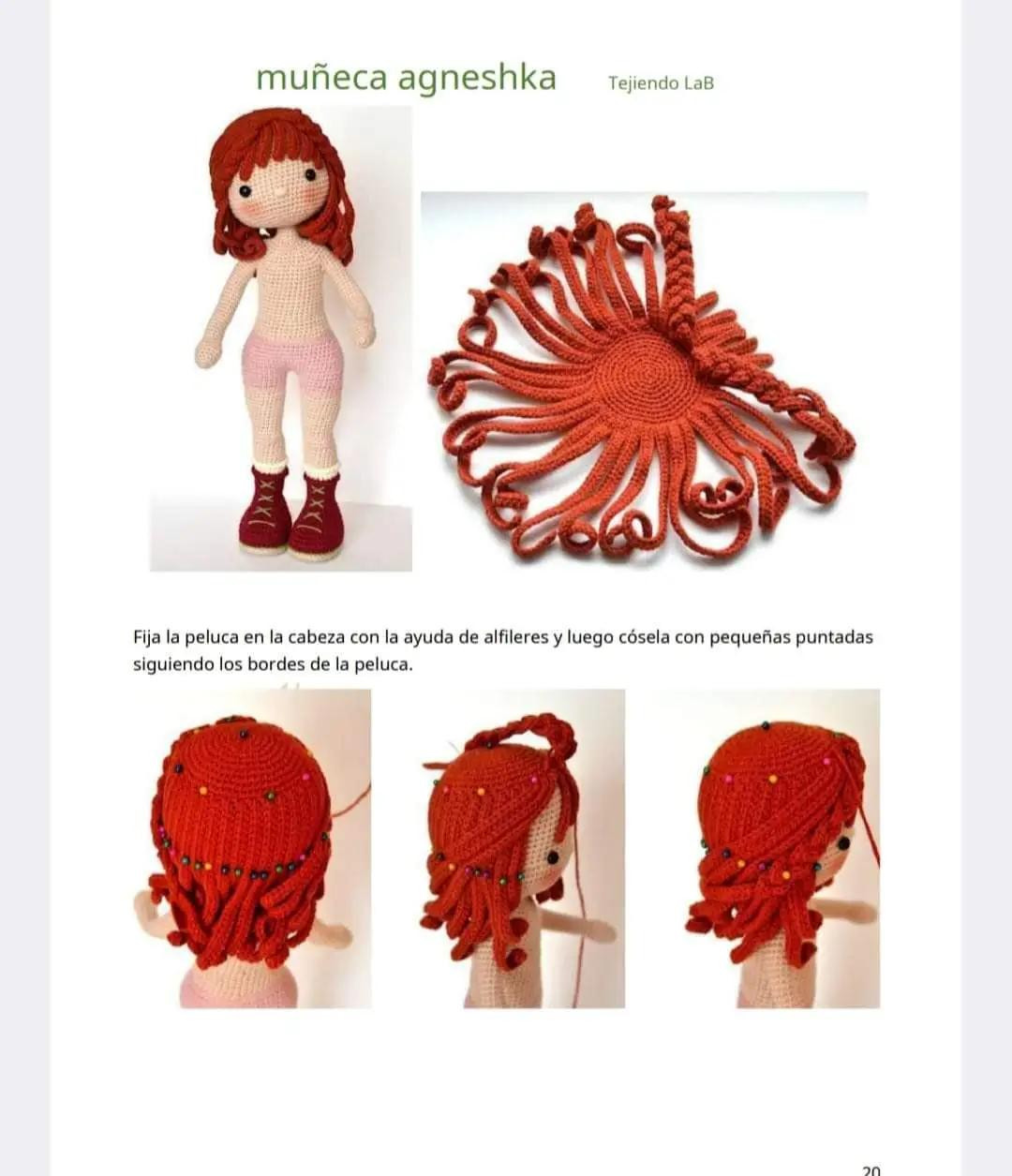 Patrón completo muñeca amigurumi Agneshka con vestido amarillo y gorro