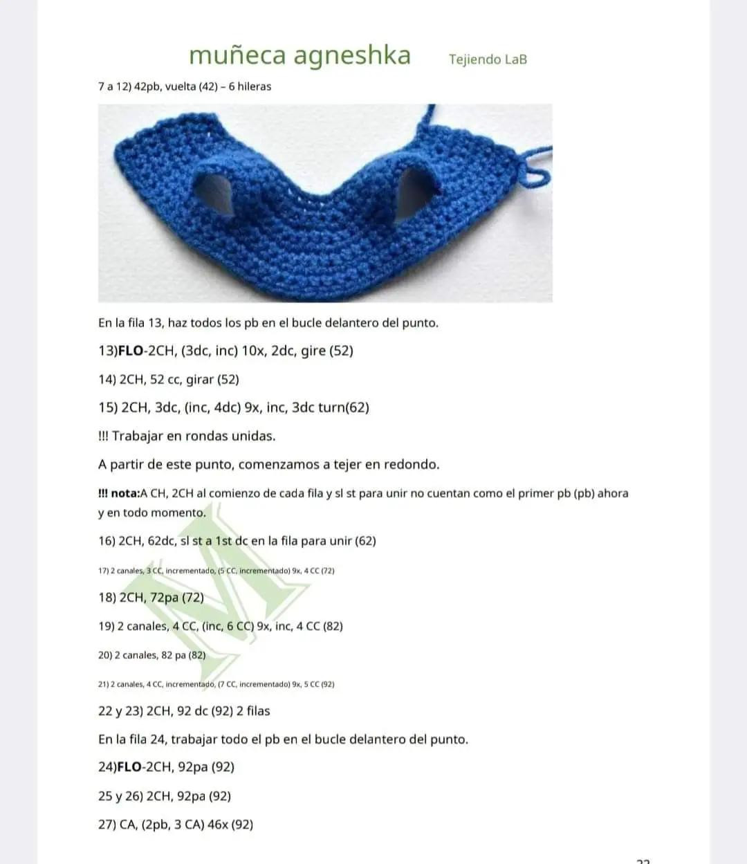 Patrón completo muñeca amigurumi Agneshka con vestido amarillo y gorro