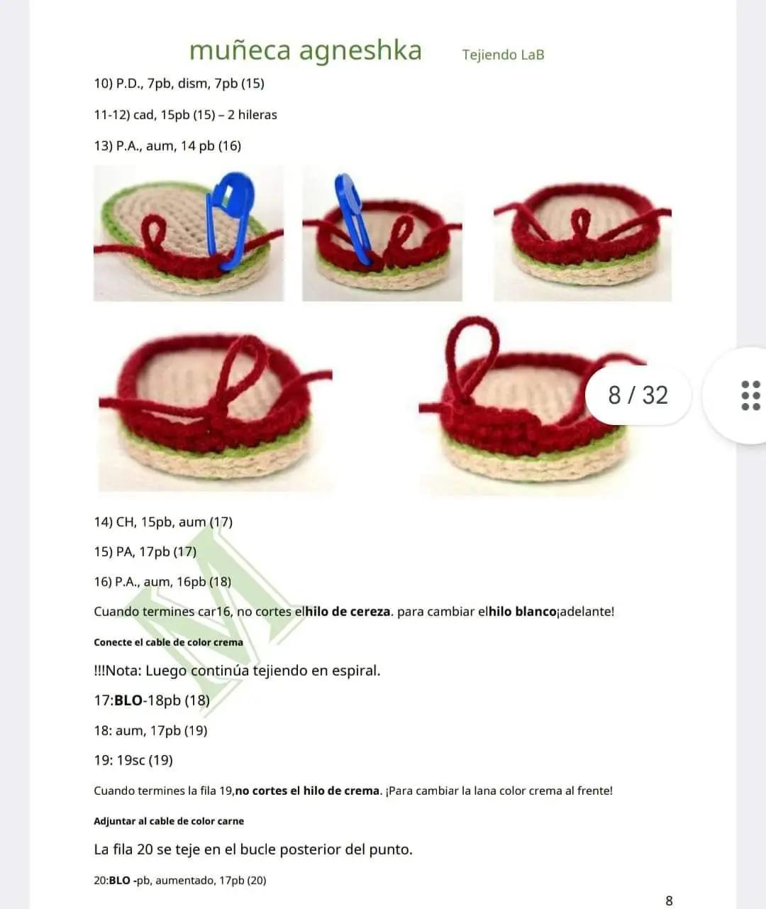 Patrón completo muñeca amigurumi Agneshka con vestido amarillo y gorro