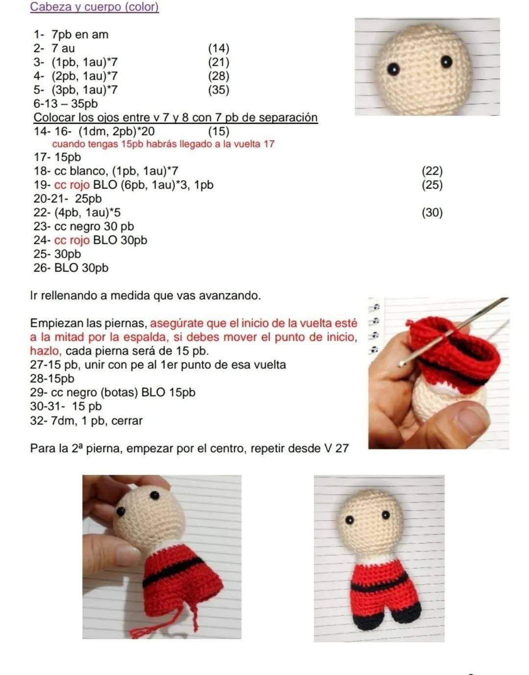 Patrón completo para hacer esferita de Santa Claus con lentes