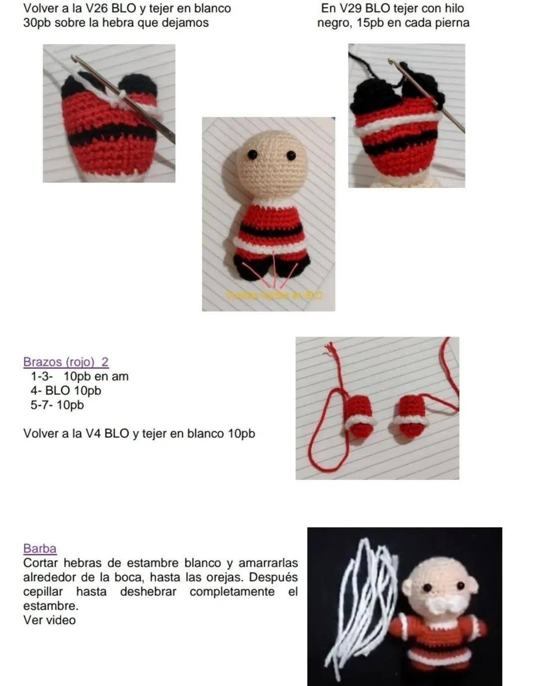 Patrón completo para hacer esferita de Santa Claus con lentes