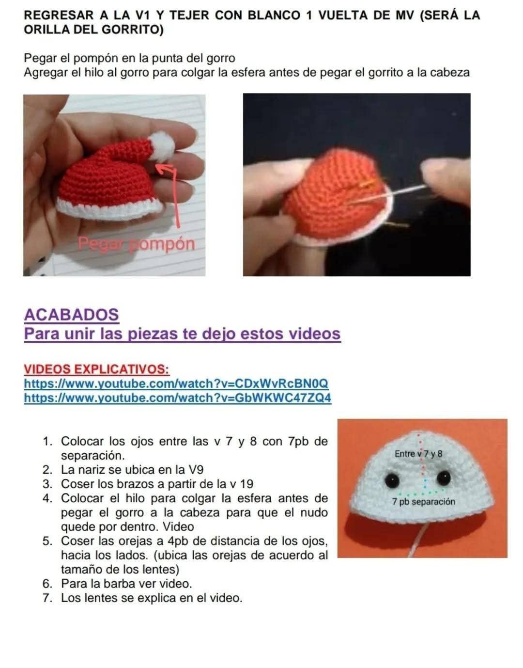 Patrón completo para hacer esferita de Santa Claus con lentes