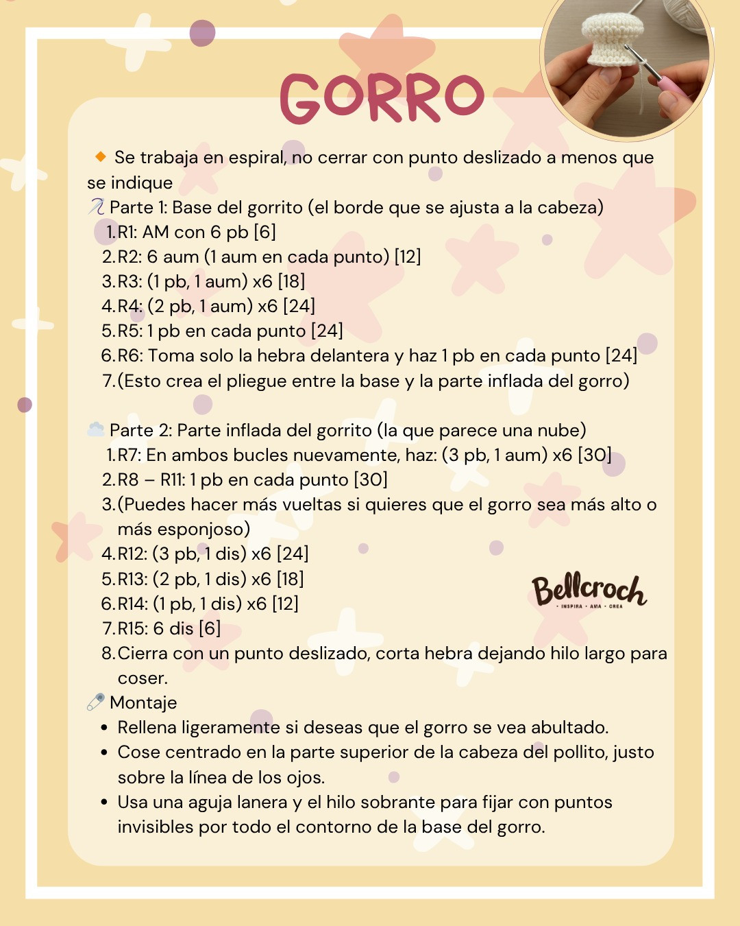 Patrón Crochet Amigurumi Pollito Chef Amarillo con Gorro y Delantal