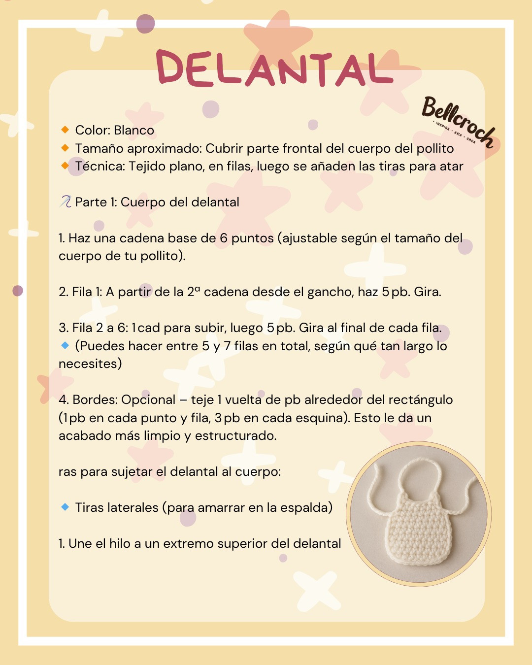 Patrón Crochet Amigurumi Pollito Chef Amarillo con Gorro y Delantal