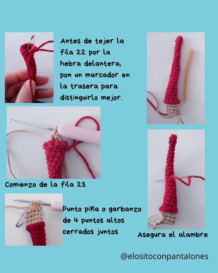 Patrón Crochet Funda Lápiz Navideña con Diseño de Gorro y Cascabel