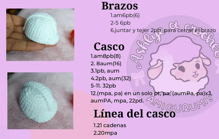 Patrón crochet llavero ingeniero: cuerpo, casco y chaleco