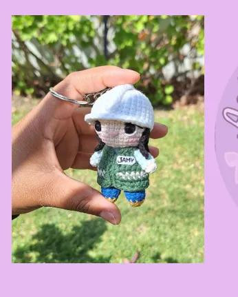 Patrón crochet llavero ingeniero: cuerpo, casco y chaleco