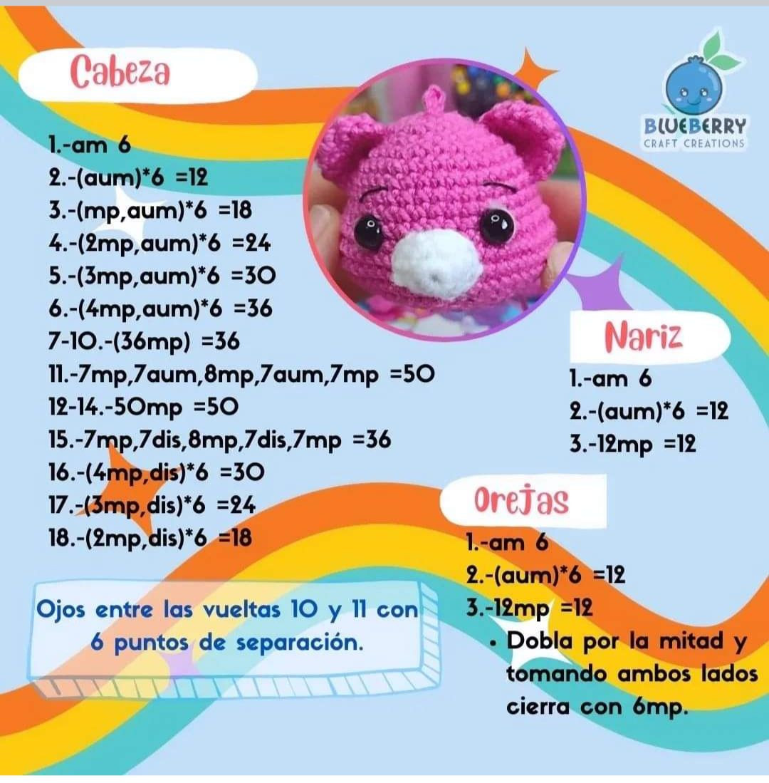 Patrón Crochet Ositos Llaveros: Guía paso a paso para crear osos amigurumi coloridos con materiales y abreviaturas