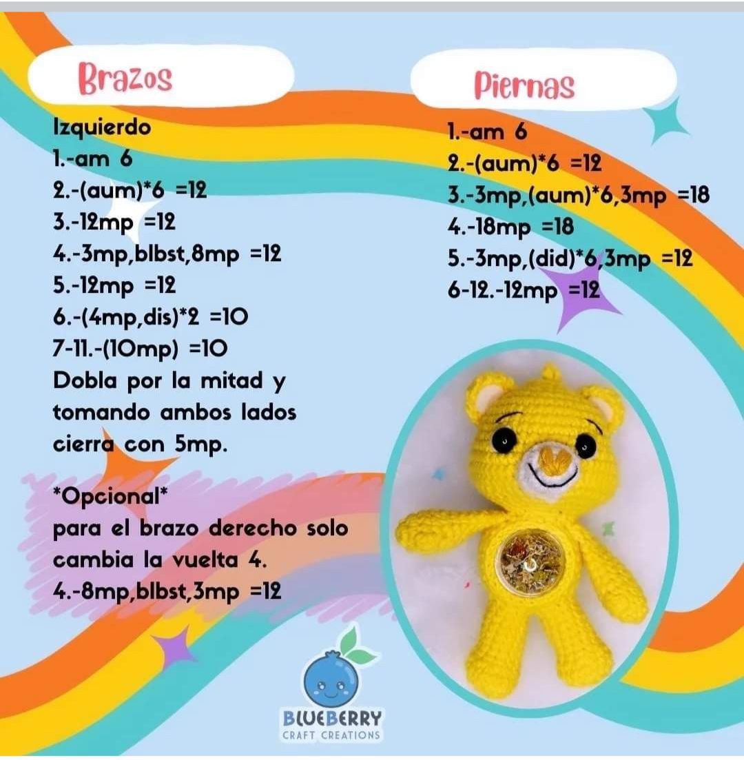 Patrón Crochet Ositos Llaveros: Guía paso a paso para crear osos amigurumi coloridos con materiales y abreviaturas