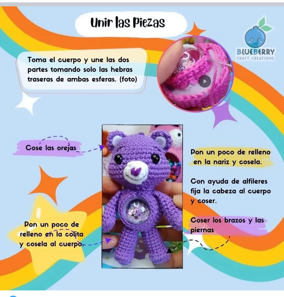 Patrón Crochet Ositos Llaveros: Guía paso a paso para crear osos amigurumi coloridos con materiales y abreviaturas