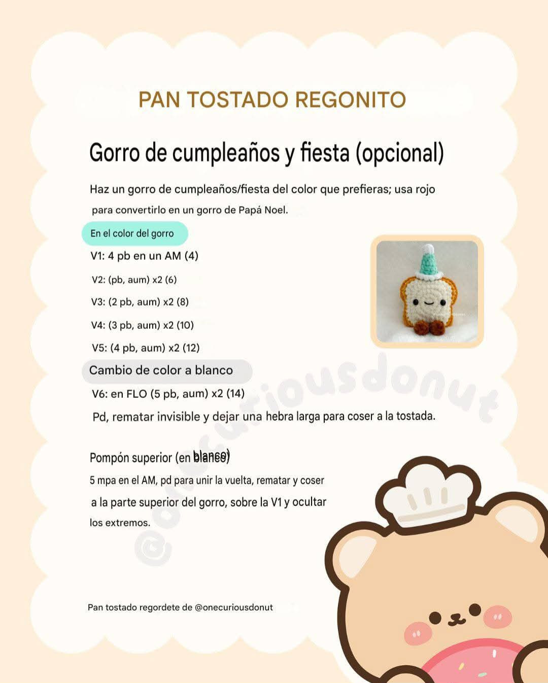 Patrón Crochet Pan Tostado Gordito - Amigurumi Gratis