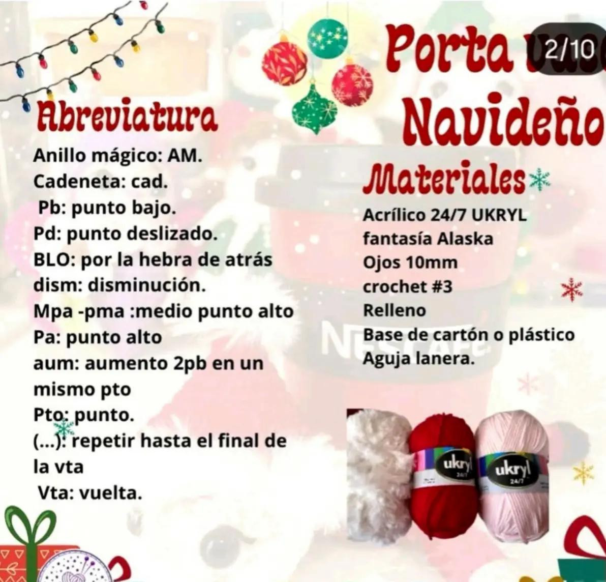 Patrón Crochet Porta Vaso Papá Noel Navideño