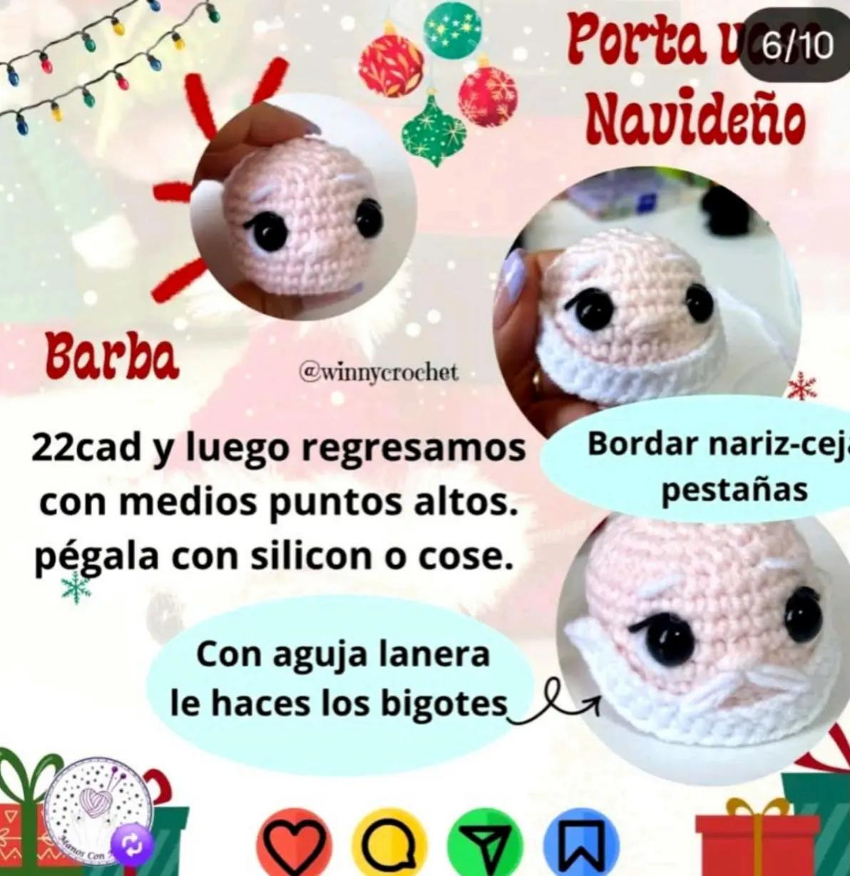 Patrón Crochet Porta Vaso Papá Noel Navideño