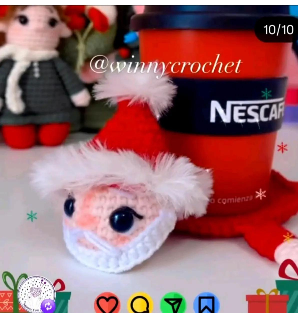 Patrón Crochet Porta Vaso Papá Noel Navideño