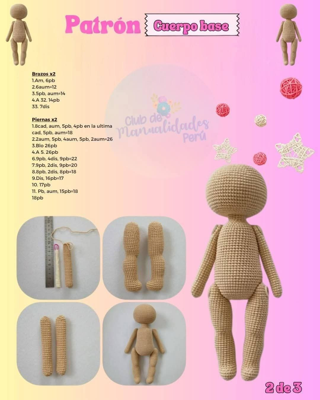 Patrón Cuerpo base para muñeca amigurumi