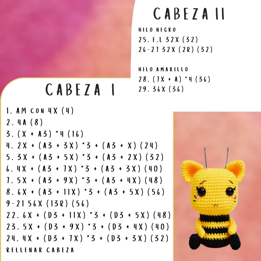Patrón de Abeja Amigurumi: Guía Paso a Paso con Materiales y Abreviaturas