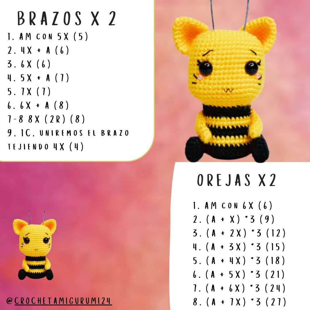 Patrón de Abeja Amigurumi: Guía Paso a Paso con Materiales y Abreviaturas