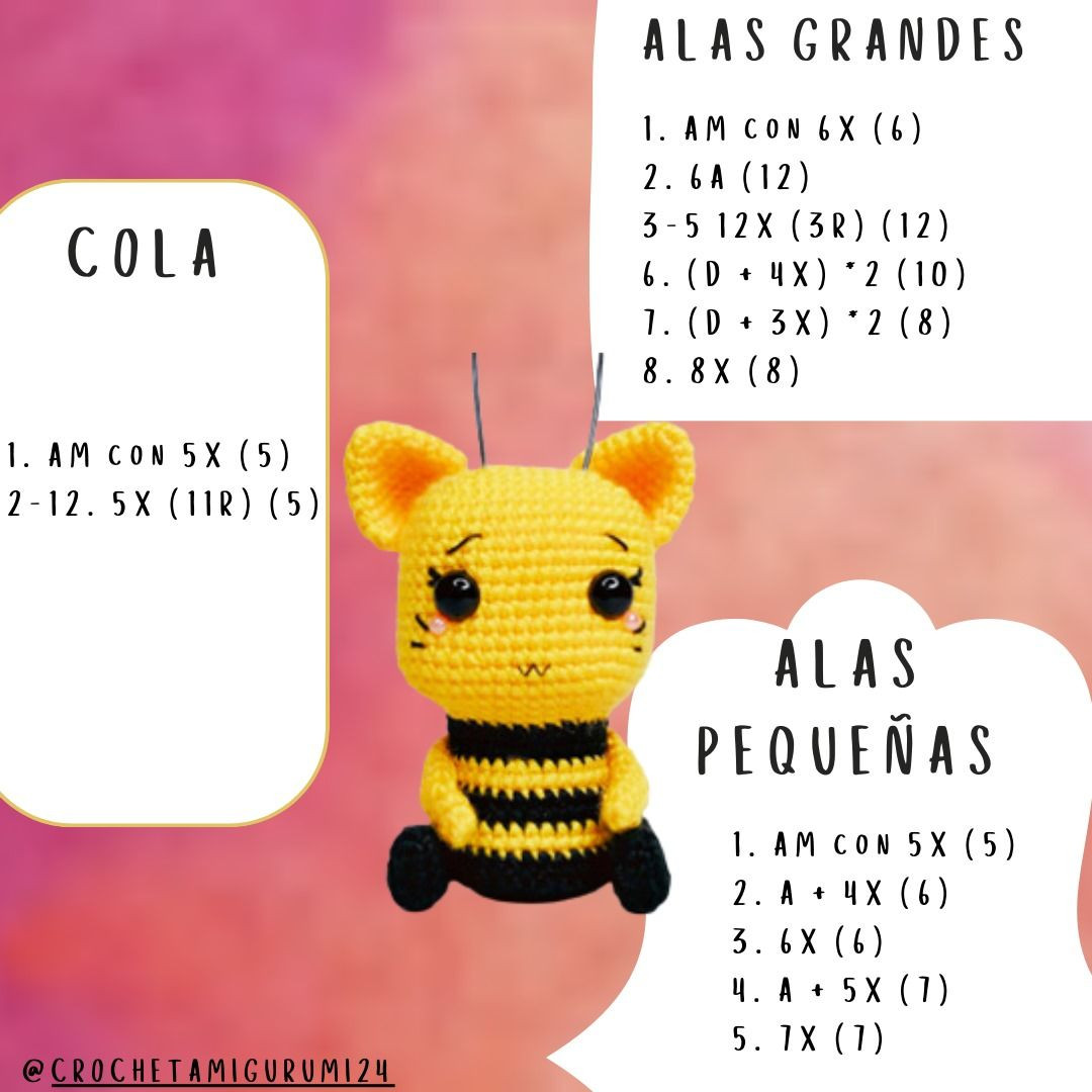 Patrón de Abeja Amigurumi: Guía Paso a Paso con Materiales y Abreviaturas