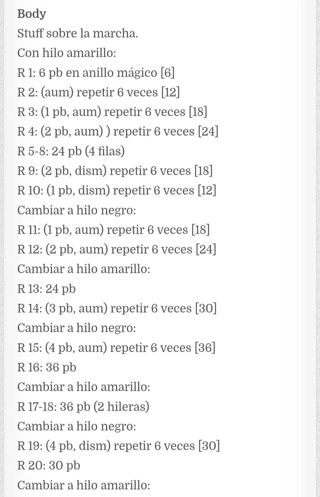 Patrón de Amigurumi Abeja Amarilla y Negra con Alas Blancas - Instrucciones de Crochet Paso a Paso