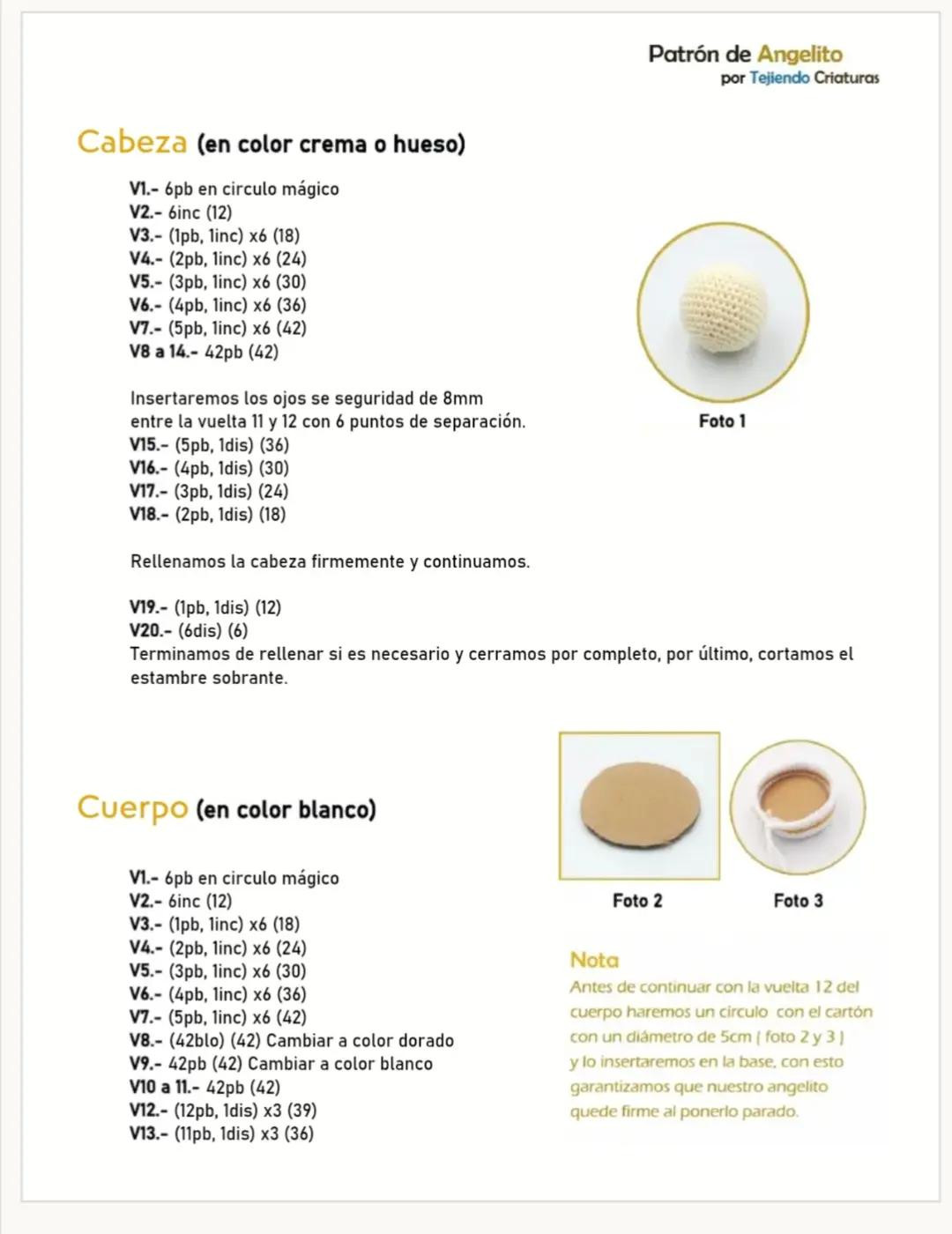 Patrón de Amigurumi Angelito - Búp bê thiên thần móc len