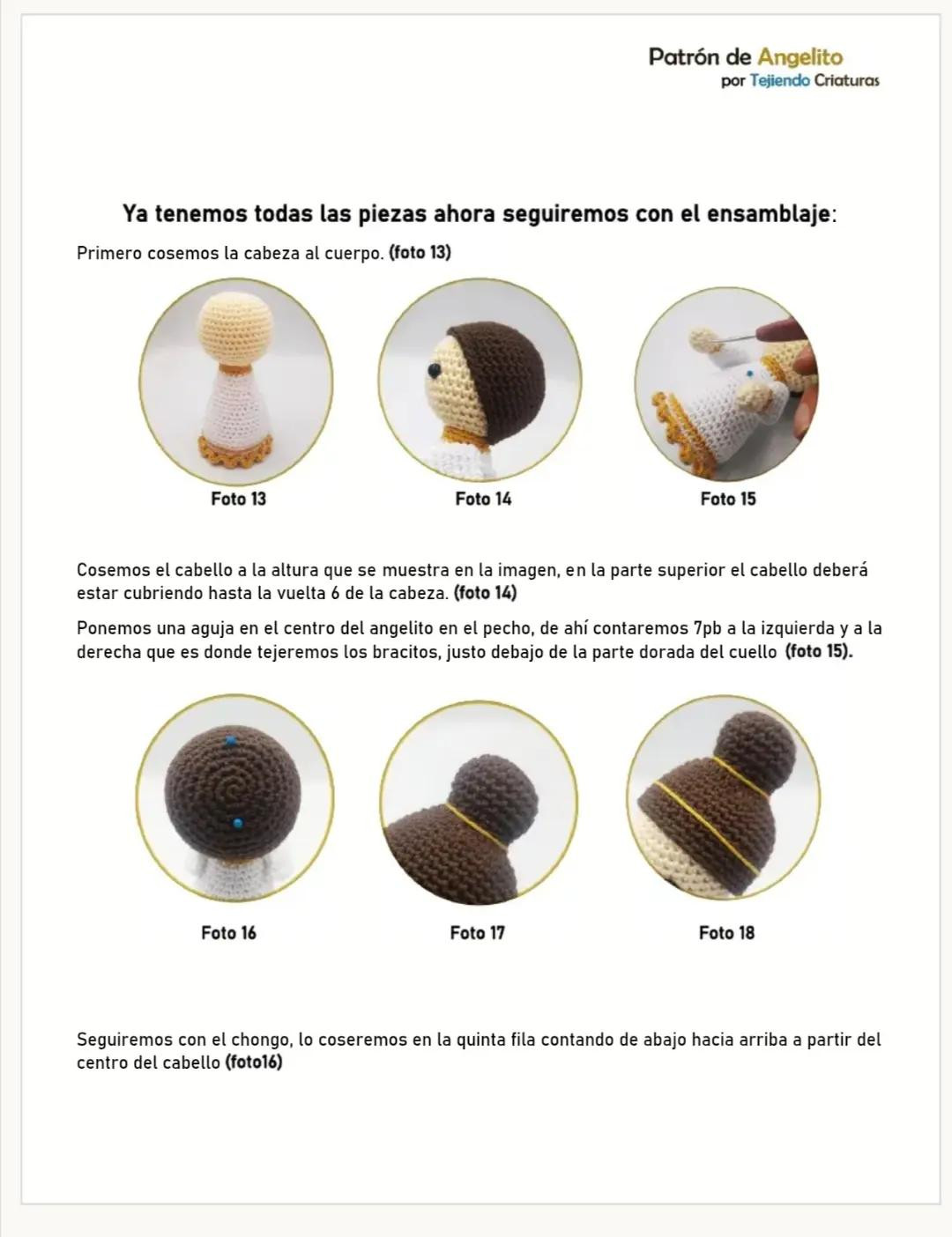 Patrón de Amigurumi Angelito - Búp bê thiên thần móc len