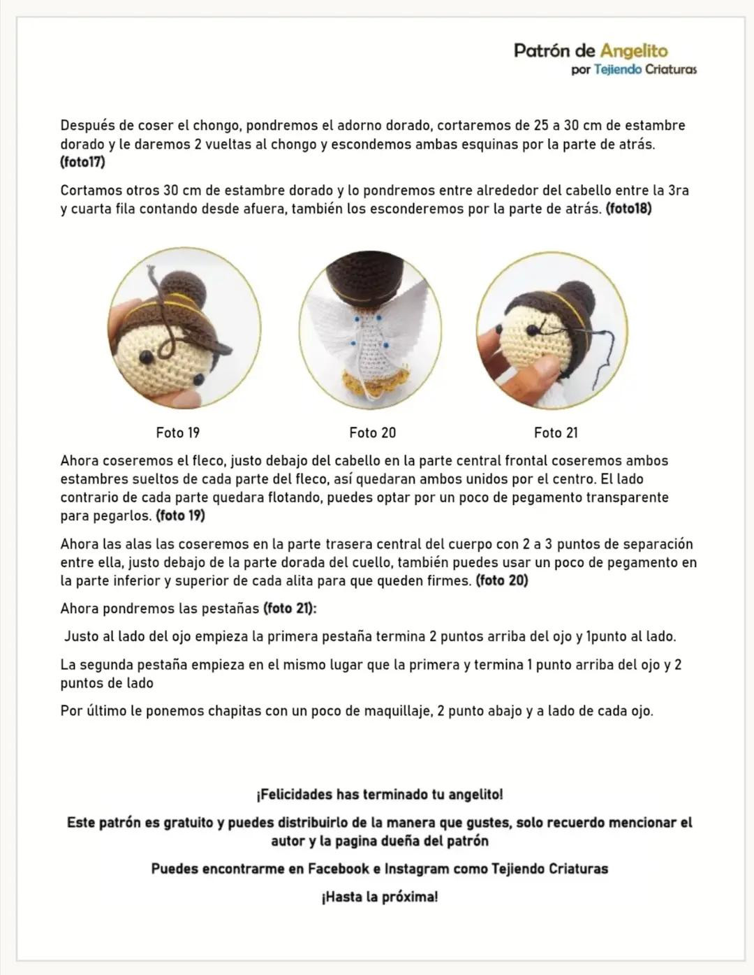 Patrón de Amigurumi Angelito - Búp bê thiên thần móc len