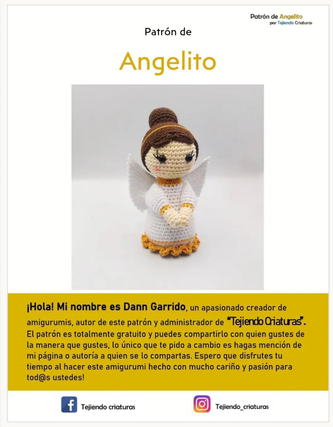 Patrón de Amigurumi Angelito - Búp bê thiên thần móc len