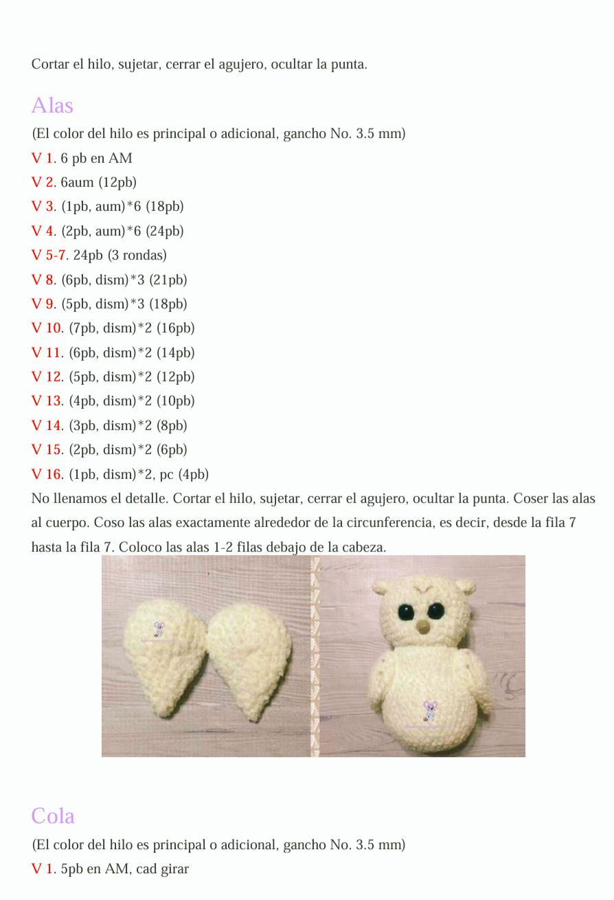 Patron de Amigurumi Búho Blanco con Lana Alize Softy