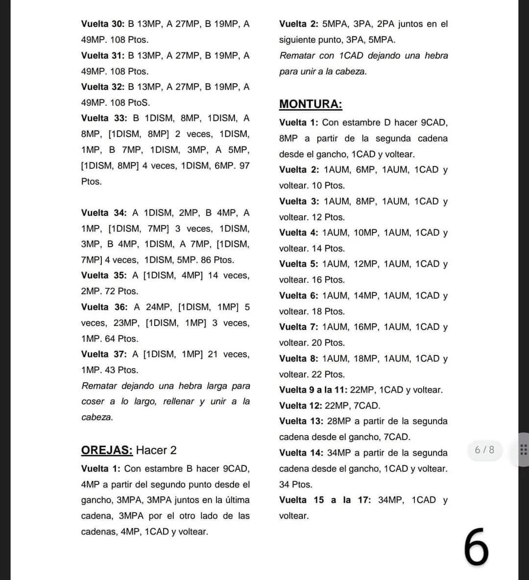 Patrón de Amigurumi Caballo Canelo con manchas y crin detallada