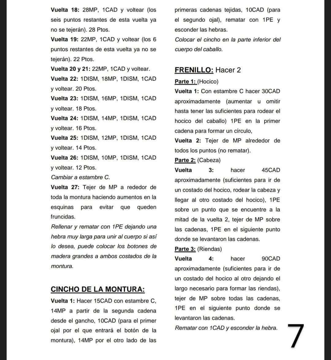 Patrón de Amigurumi Caballo Canelo con manchas y crin detallada