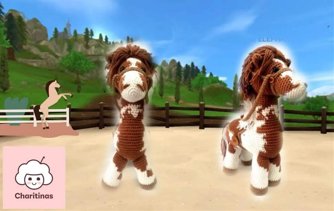 Patrón de Amigurumi Caballo Canelo con manchas y crin detallada