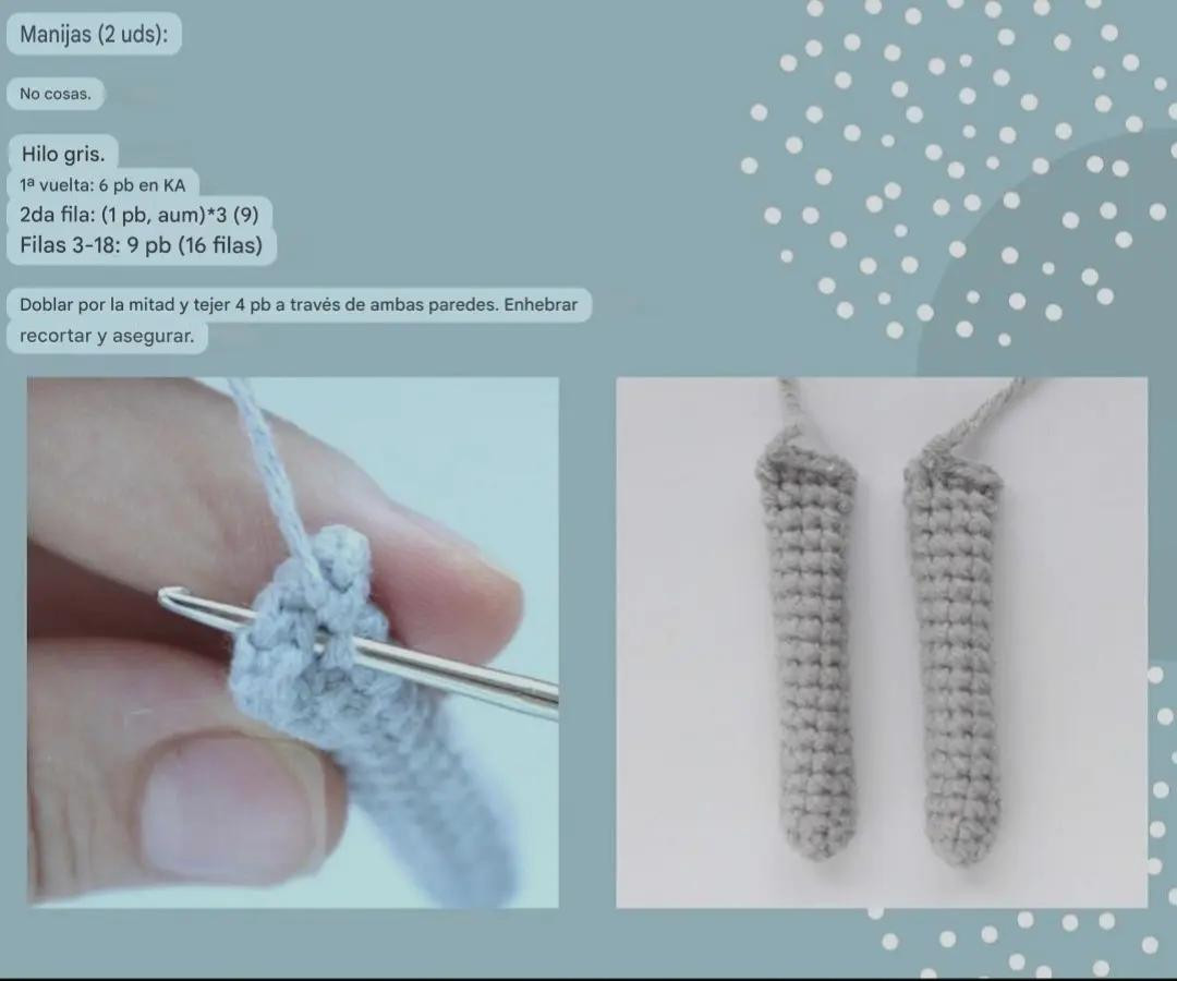 Patrón de Amigurumi Conejito Gris con Overol Turquesa