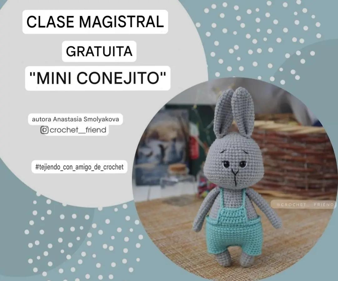 Patrón de Amigurumi Conejito Gris con Overol Turquesa