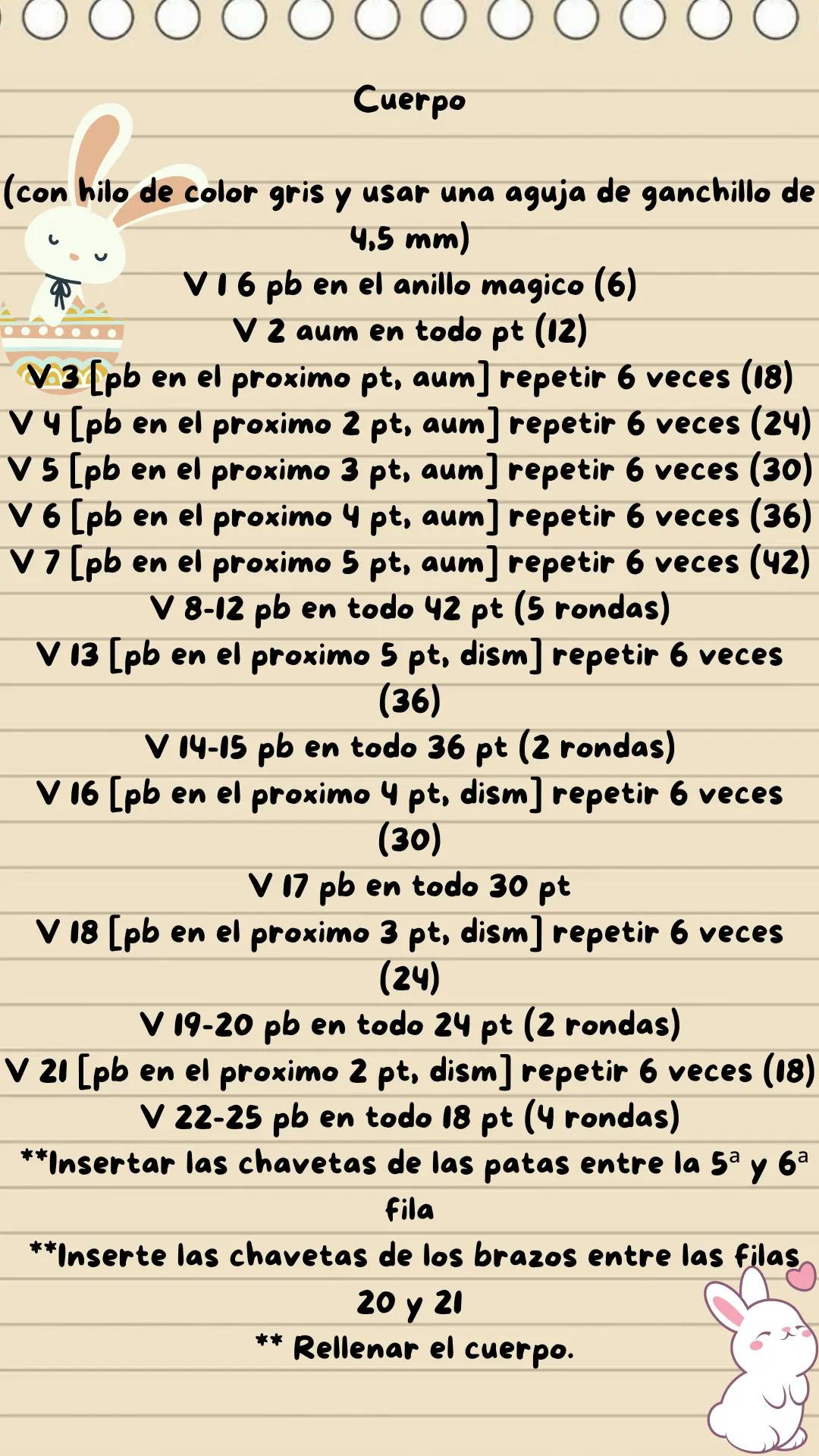 Patrón de amigurumi de conejo blanco con zanahoria y corona floral