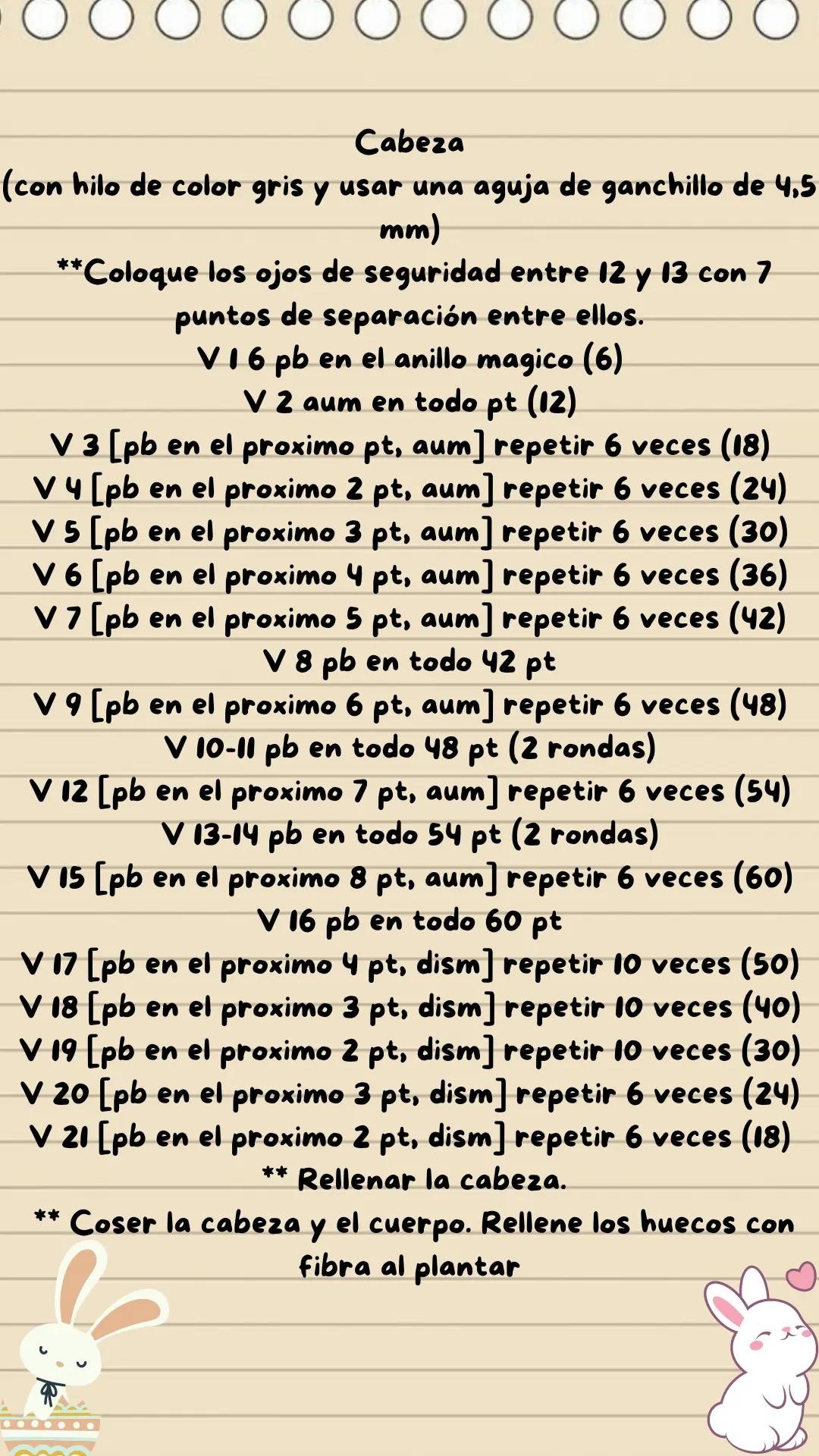 Patrón de amigurumi de conejo blanco con zanahoria y corona floral