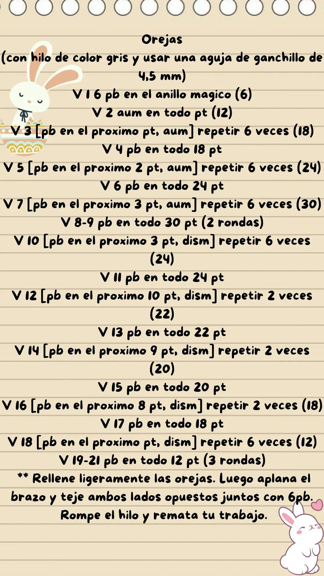 Patrón de amigurumi de conejo blanco con zanahoria y corona floral