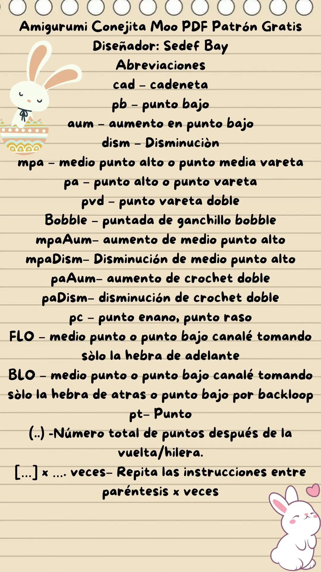 Patrón de amigurumi de conejo blanco con zanahoria y corona floral