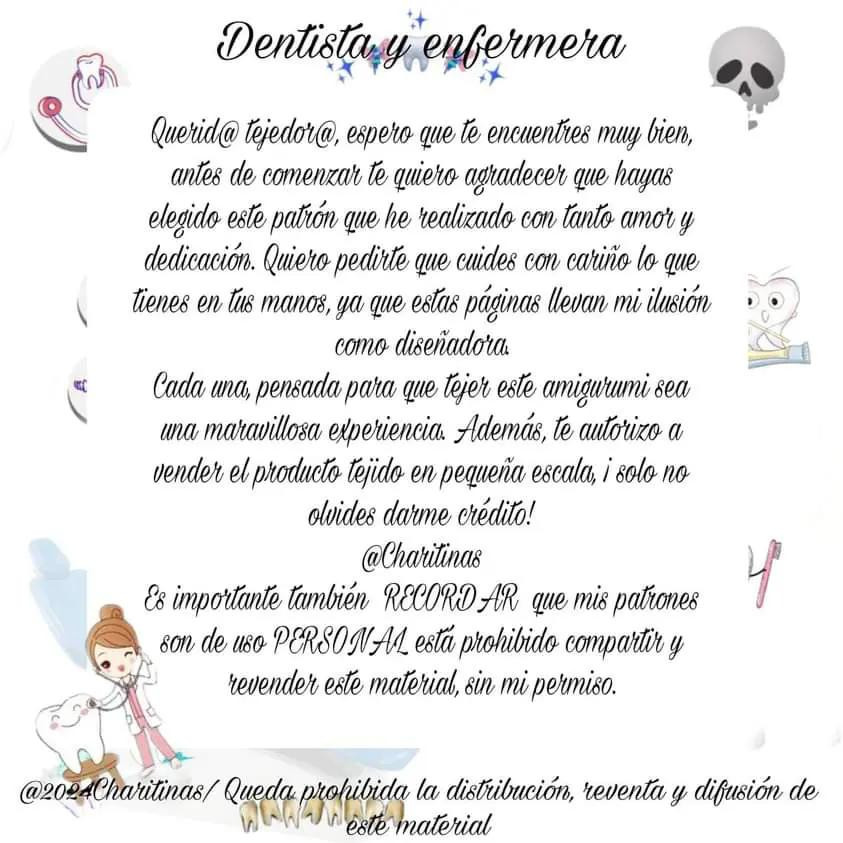 Patrón de Amigurumi Dentista y Enfermera con Instrucciones Completas