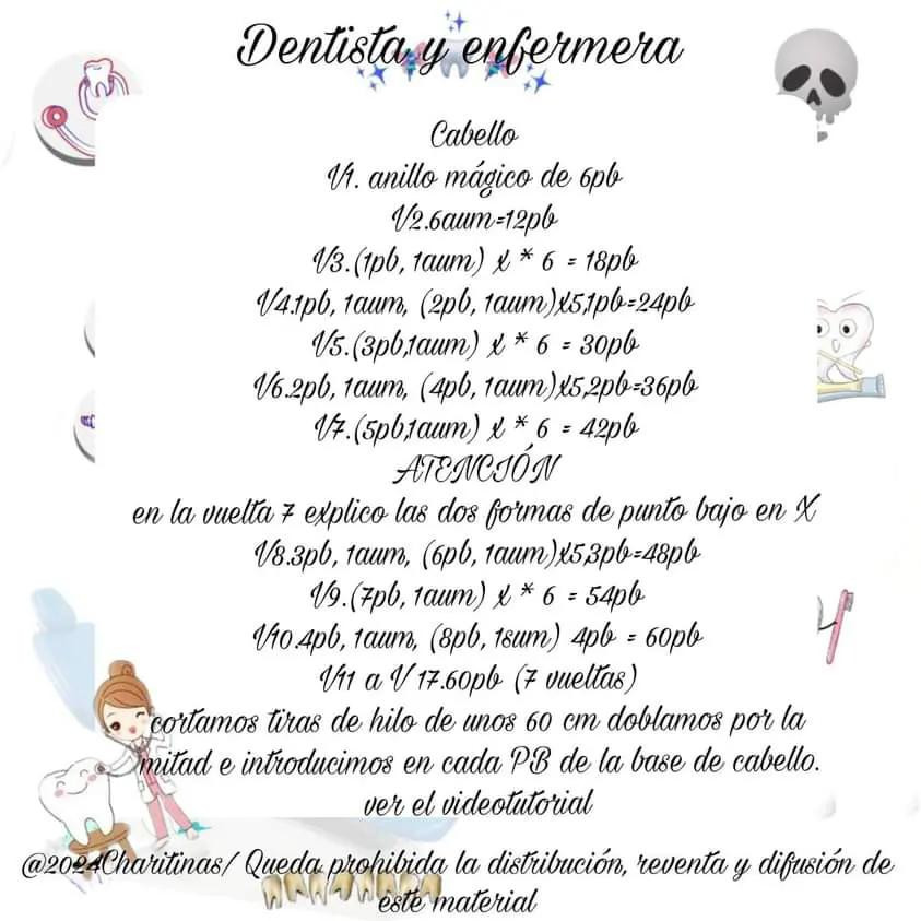 Patrón de Amigurumi Dentista y Enfermera con Instrucciones Completas
